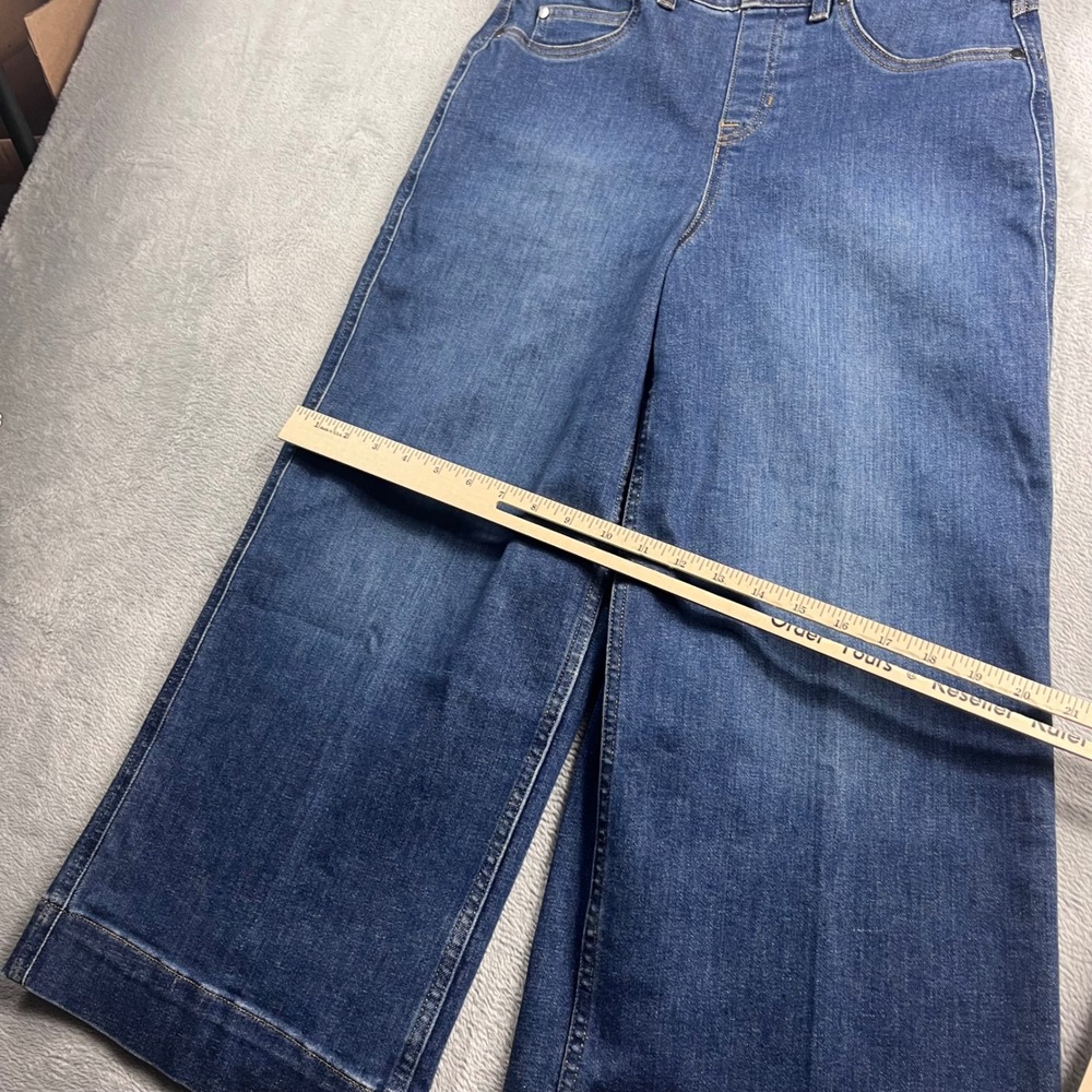 Spanx High Rise Wide Leg Jeans Medium Wash Blue Pull On Denim Size M 21649Q - Picture 9 of 12